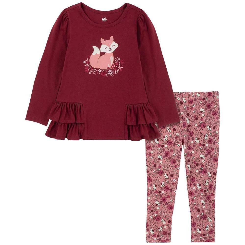 商品KIDS HEADQUARTERS|Baby Girls Long Sleeves Ruffle-Trim Jersey Tunic and Floral Print Leggings, 2 Piece Set,价格¥115,第1张图片
