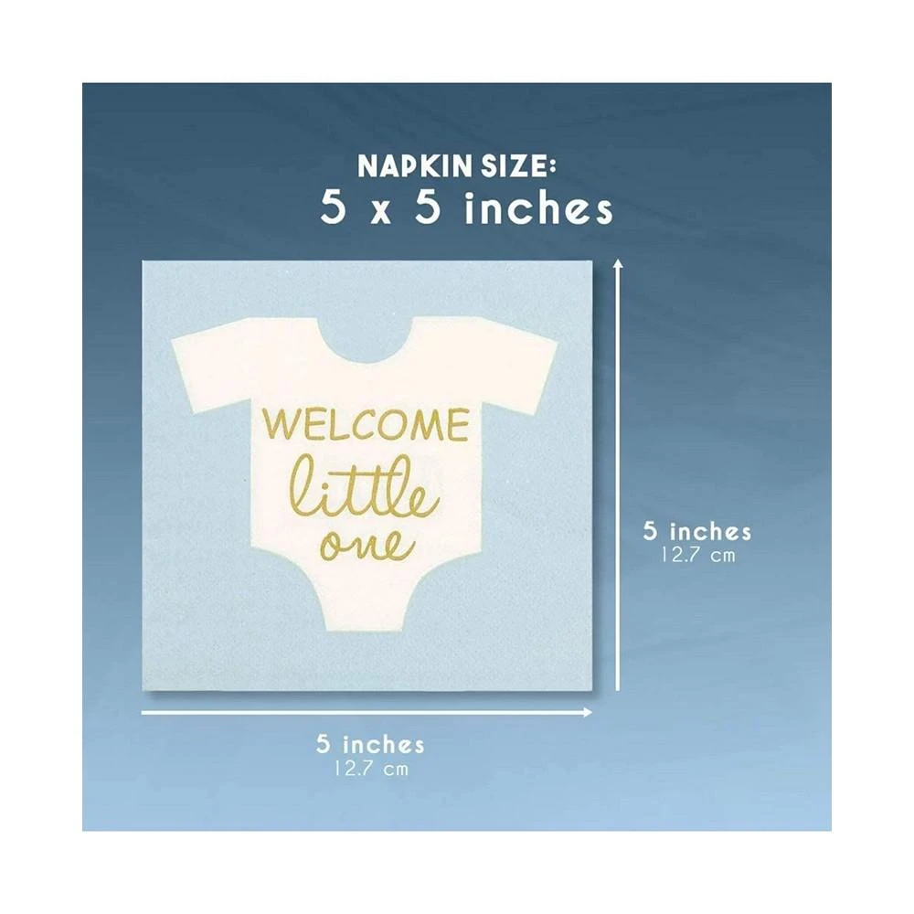 商品Blue Panda|100 Pack Light Blue with Welcome Little one Baby Shower Napkins for Gender Reveal, Cocktails (5 x 5 In),价格¥105,第3张图片详细描述