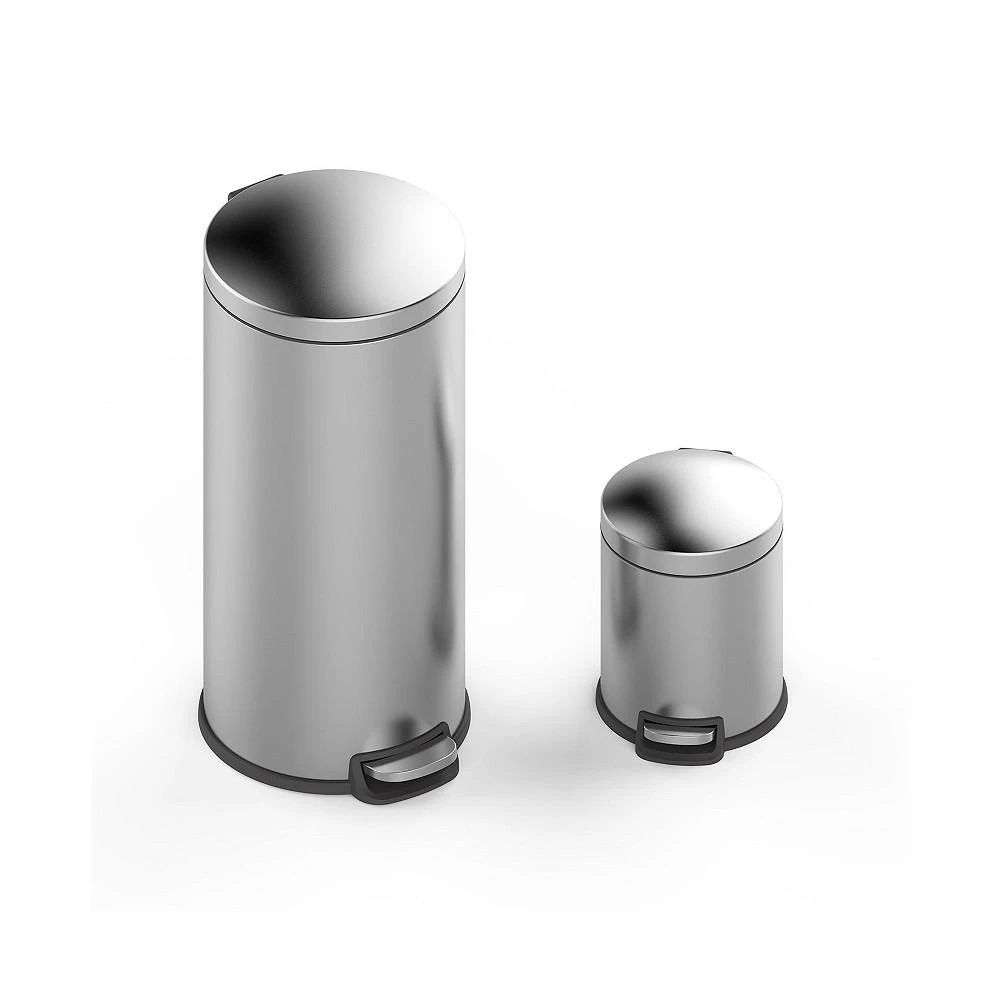商品Mega Casa|8 Gal./30 Liter and 1.3 Gal./5 Liter Stainless Steel Step-on Trash Can Set for Kitchen and Bathroom,价格¥560,第3张图片详细描述
