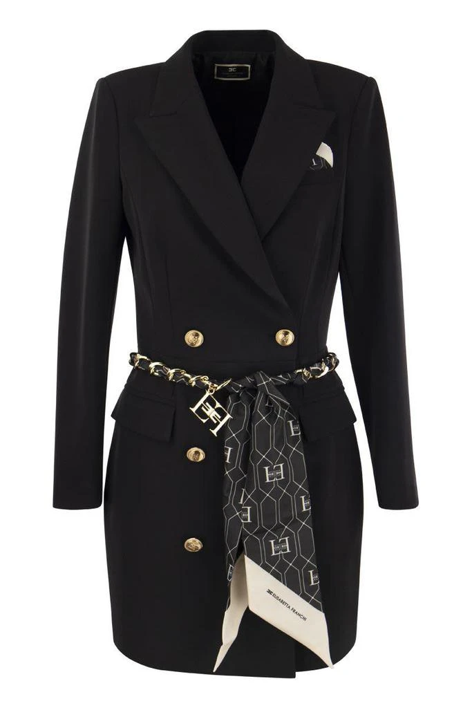 商品ELISABETTA FRANCHI|ELISABETTA FRANCHI Robe-manteau in double crepe scarf belt,价格¥4341,第1张图片