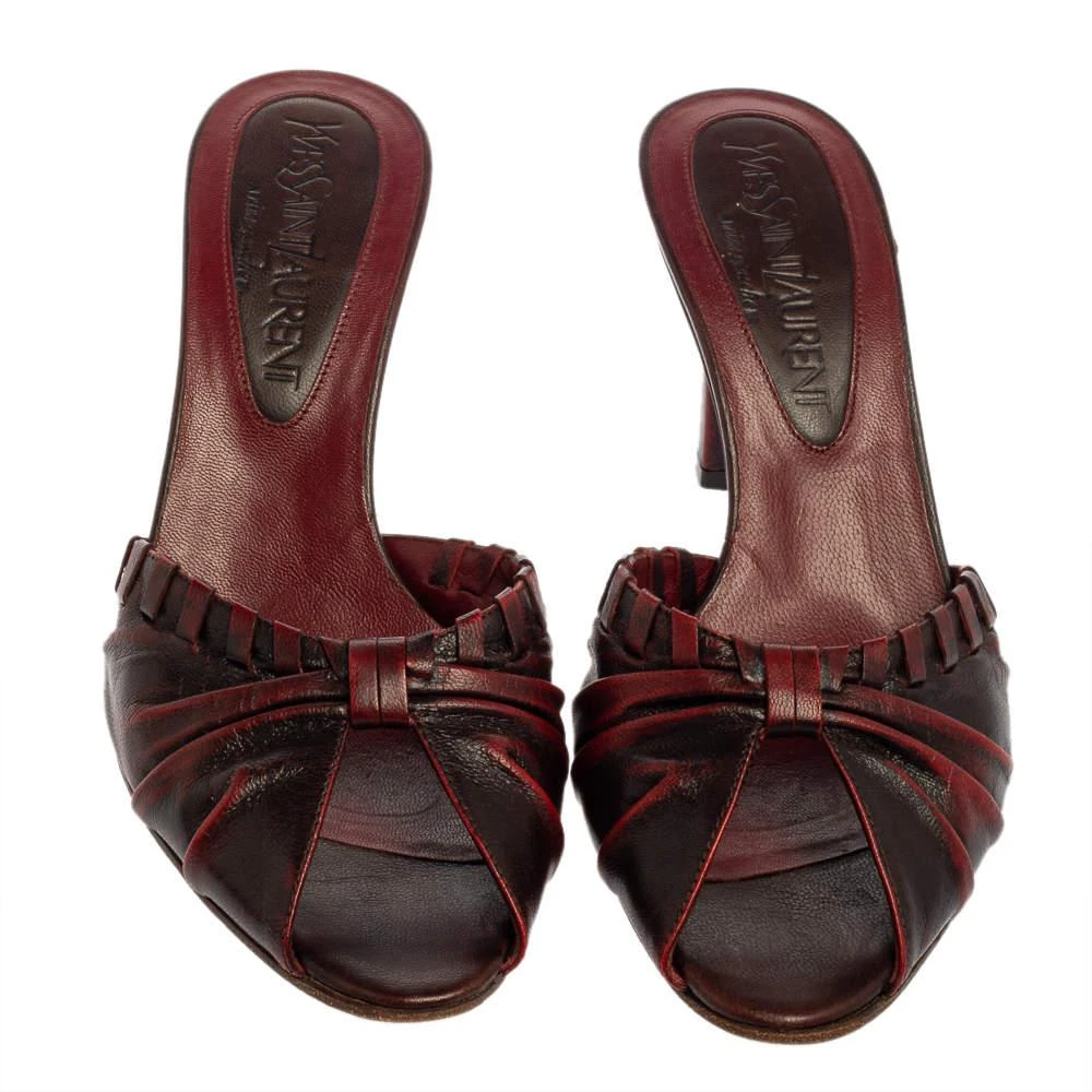 商品[二手商品] Yves Saint Laurent|Saint Laurent Vintage Two Tone Leather Open Toe Slide Sandals Size 36.5,价格¥1738,第3张图片详细描述