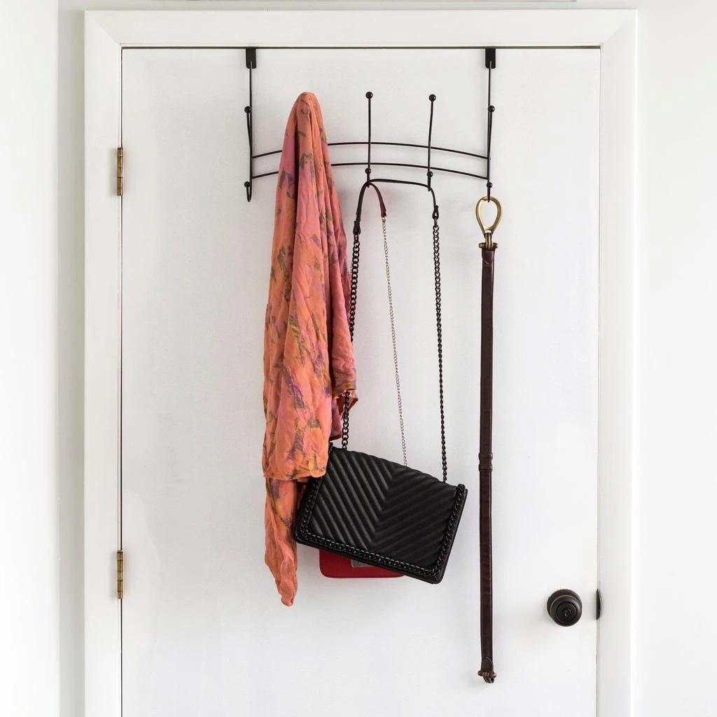 商品Home Basics|Home Basics Shelby 5 Hook Over the Door Hanging Rack, Black,价格¥150,第2张图片详细描述