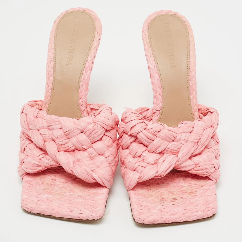 商品[二手商品] Bottega Veneta|Bottega Veneta Pink Woven Raffia Slide Sandals Size 38.5,价格¥4145,第3张图片详细描述