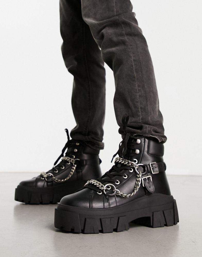 ASOS DESIGN chunky lace up boot with chain detail商品第4张图片规格展示