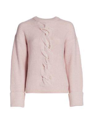 Faux Pearl Cable-Knit Sweater商品第5张图片规格展示