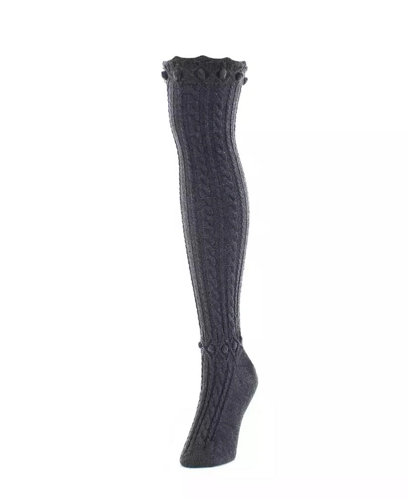 商品Memoi|Women's Dotty Diamond Chunky Knit Over-The-Knee Warm Socks,价格¥180,第1张图片详细描述