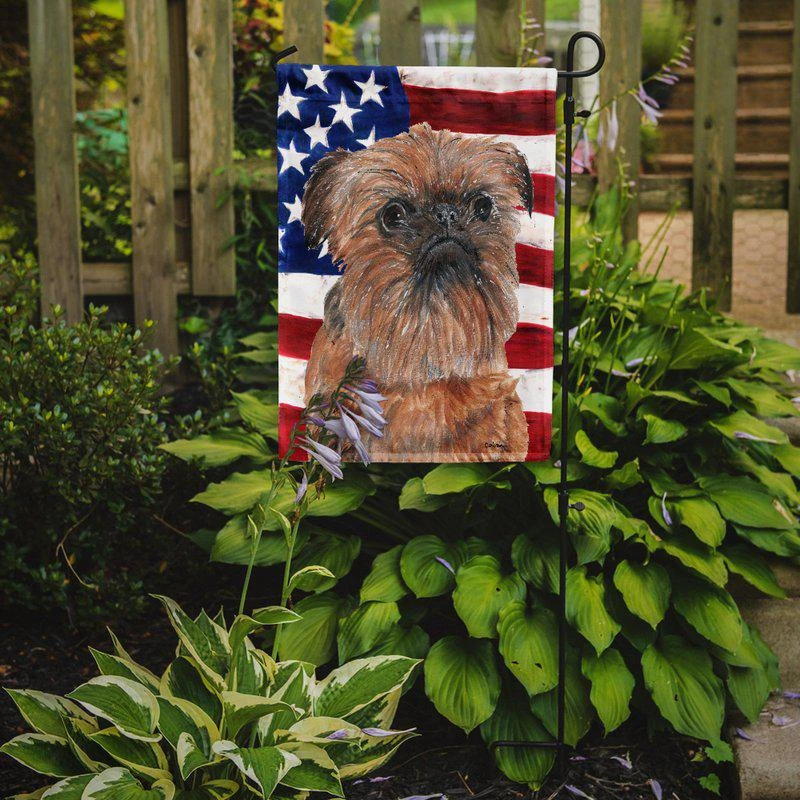 商品Caroline's Treasures|11" x 15 1/2" Polyester Brussels Griffon With American Flag Garden Flag 2-Sided 2-Ply,价格¥137,第2张图片详细描述