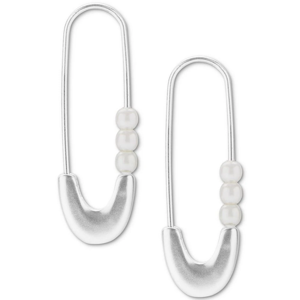 商品Lucky Brand|Silver-Tone Imitation Pearl Safety Pin Drop Earrings,价格¥93,第1张图片
