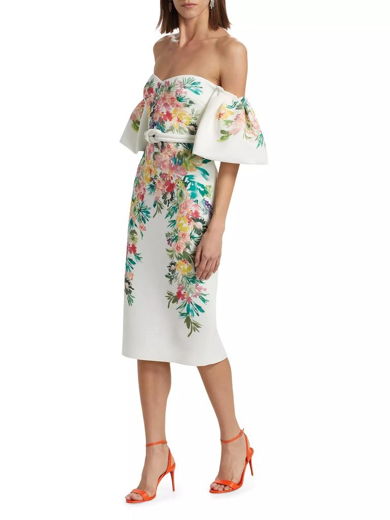 商品Badgley Mischka|Floral Scuba Off-The-Shoulder Cocktail Dress,价格¥1979,第4张图片详细描述