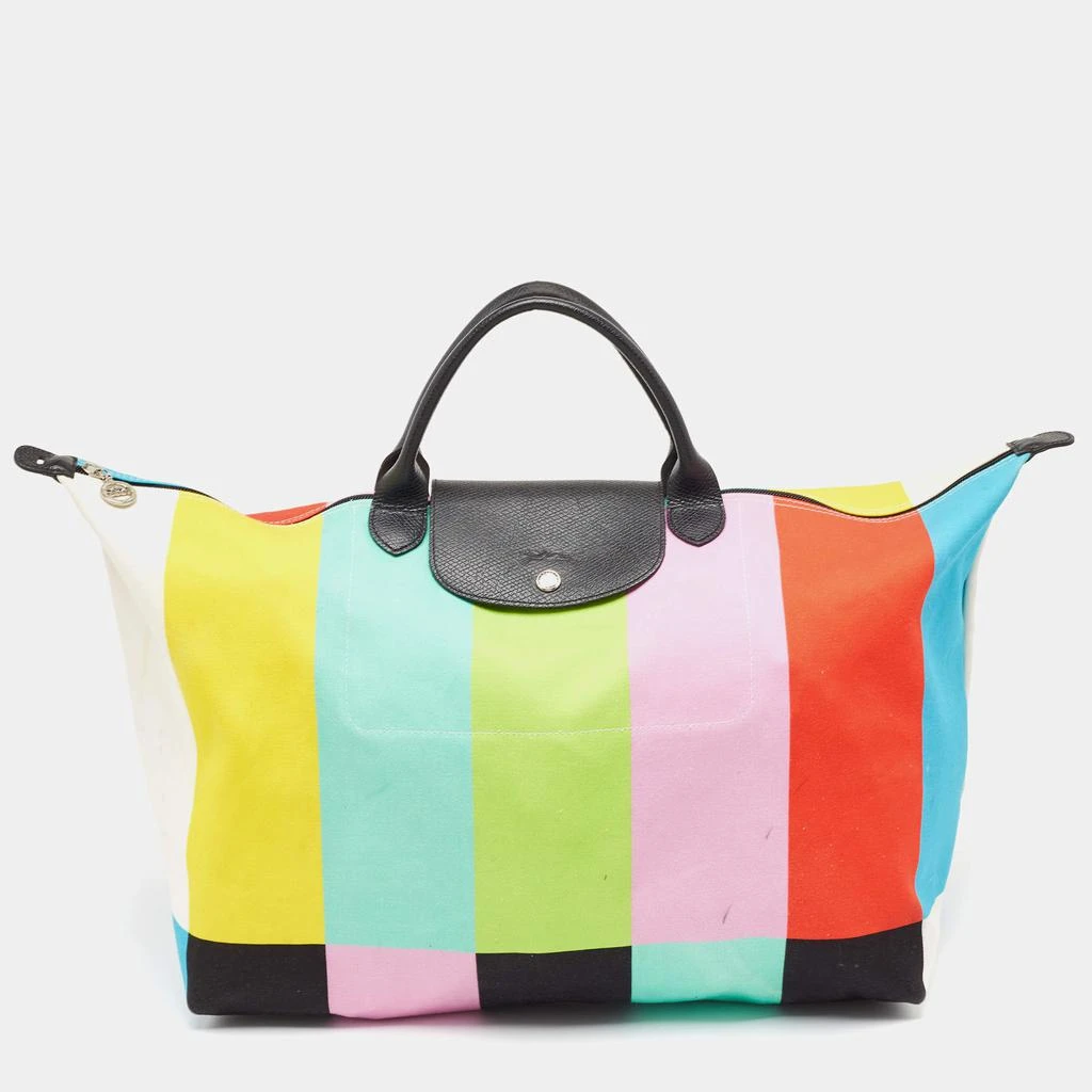 商品[二手商品] Longchamp|Longchamp x Jeremy Scott Multicolor Striped Fabric Le Pliage Travel Tote,价格¥1742,第1张图片