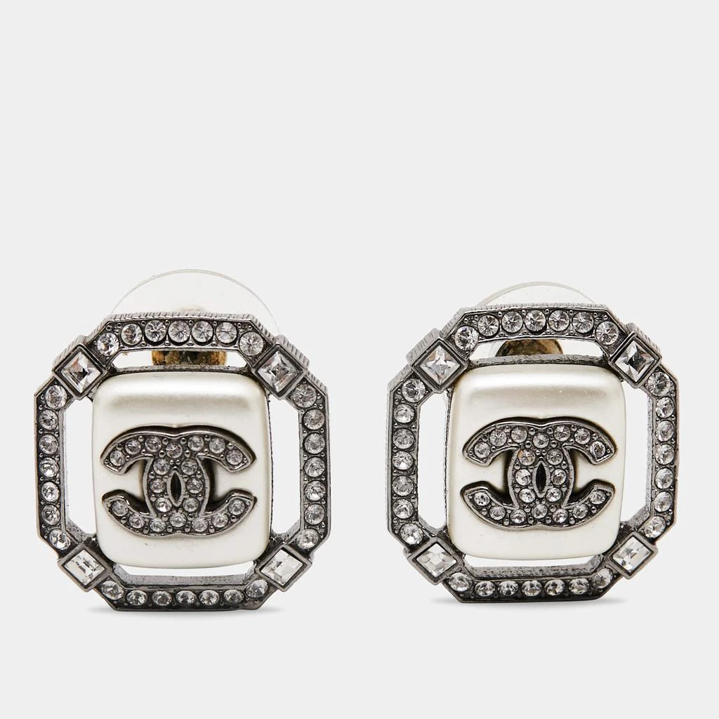 商品[二手商品] Chanel|Chanel CC Crystals Gunmetal Tone Earrings,价格¥3548,第1张图片