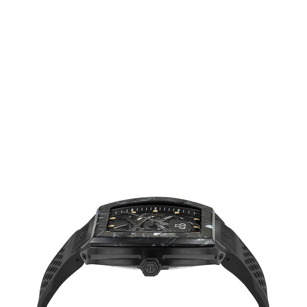 商品Philipp Plein|Men's Automatic The $keleton Black Tonneau Strap Watch 44mm,价格¥4651,第2张图片详细描述