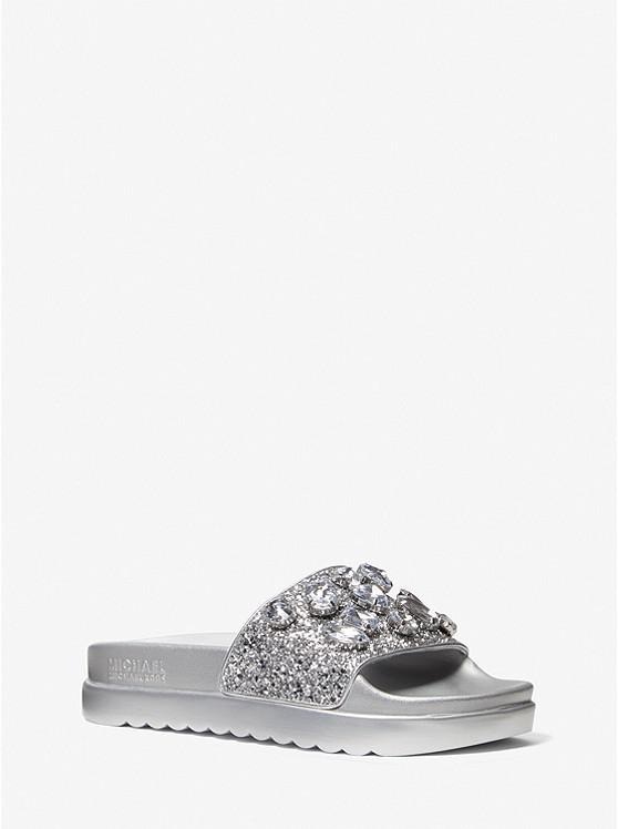 Tyra Jewel Embellished Glitter Slide Sandal商品第1张图片规格展示