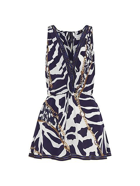 Silk Zebra Sleeveless Romper商品第1张图片规格展示