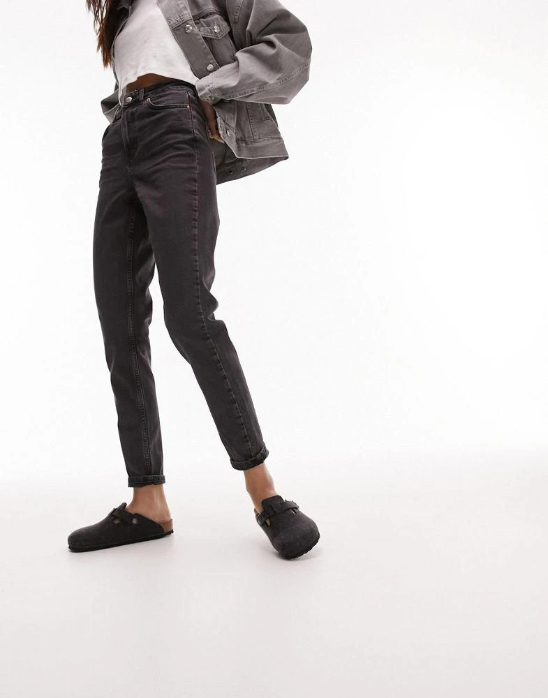 商品Topshop|Topshop comfort stretch Mom jeans in washed black,价格¥264,第4张图片详细描述