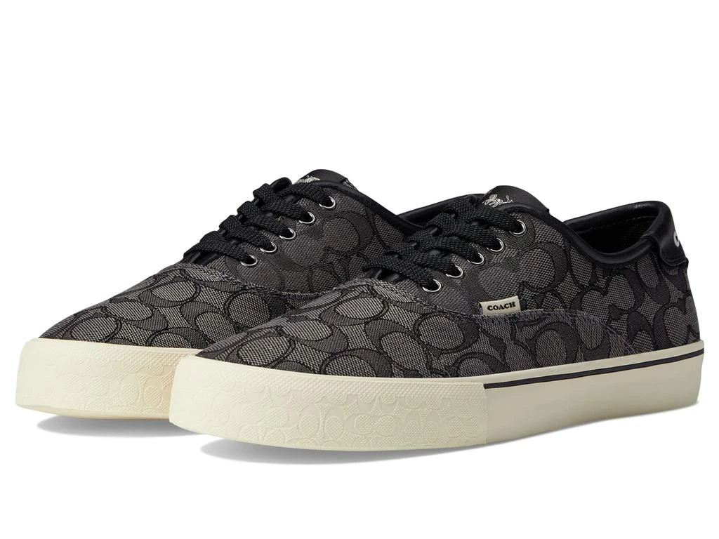 商品Coach|Signature Jacquard Leather Lace-Up Skate Sneaker,价格¥733,第1张图片