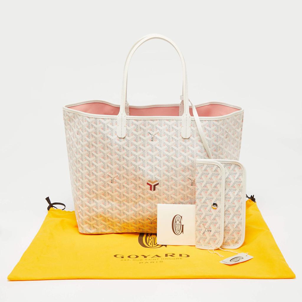 Goyard White/Pink Goyardine Coated Canvas and Leather Saint Louise Claire Voie PM Tote商品第10张图片规格展示