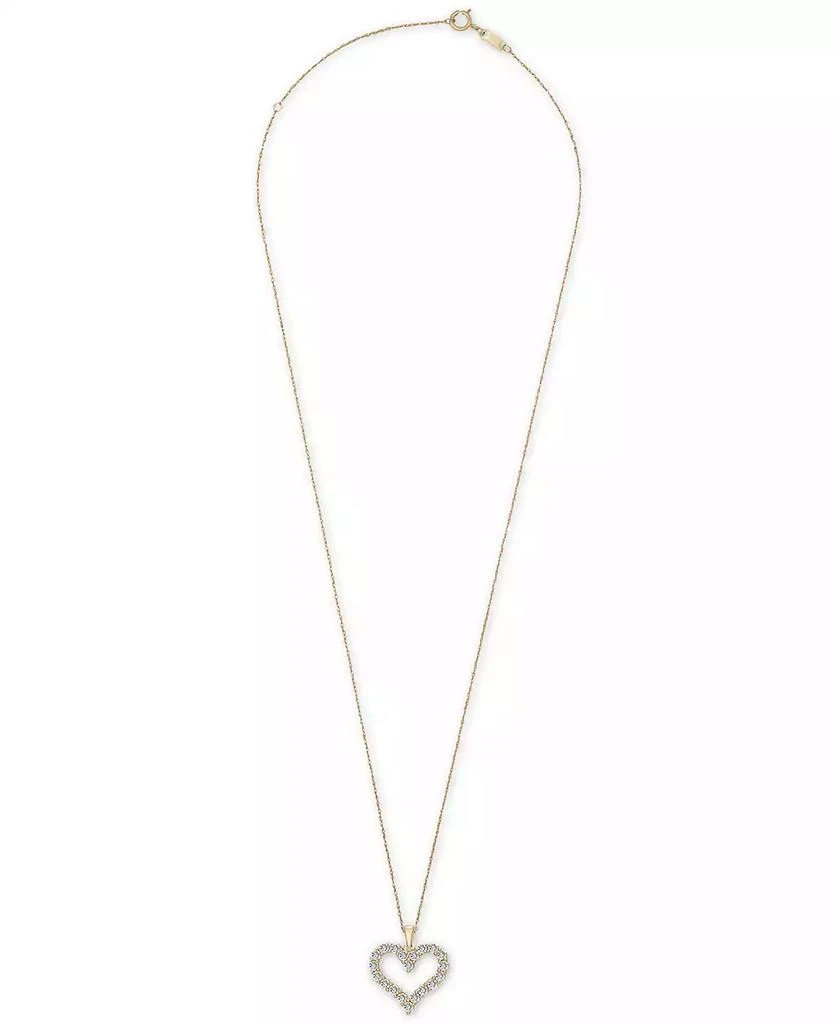商品Macy's|Diamond Open Heart Pendant Necklace (1 ct. t.w.) in 14k White or Yellow Gold, 18" + 2" extender,价格¥24582,第3张图片详细描述