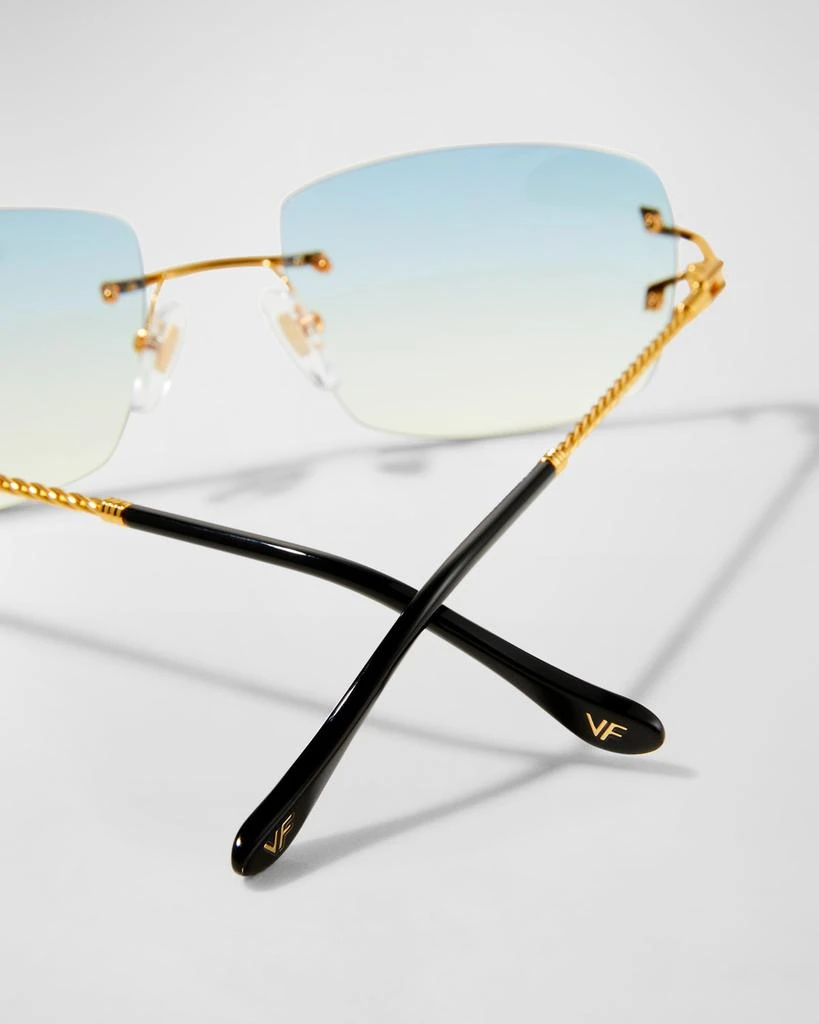 商品Vintage Frames Company|Men's VF Bal Harbour Rectangle Rimless Sunglasses,价格¥2317,第4张图片详细描述