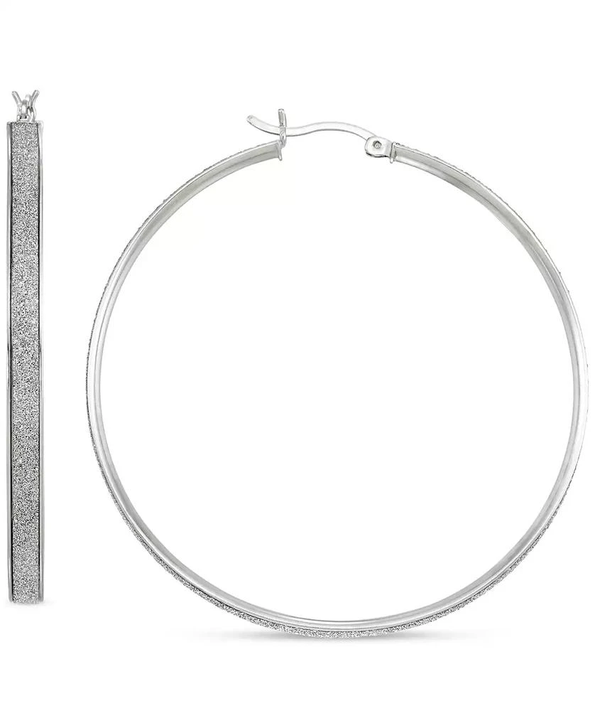 商品Macy's|Glitter Round Medium Hoop Earrings in Sterling Silver, 2",价格¥655,第1张图片