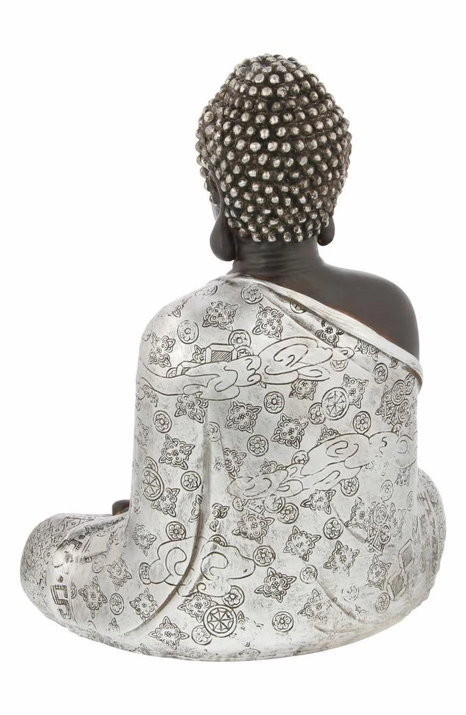 商品UMA|Silvertone Polystone Bohemian Buddha Sculpture with Engraved Carvings and Relief Detailing,价格¥387,第2张图片详细描述