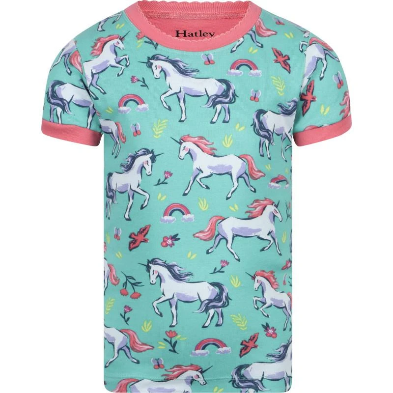 商品Hatley|Unicorn party organic pajama set in turquoise,价格¥402,第2张图片详细描述