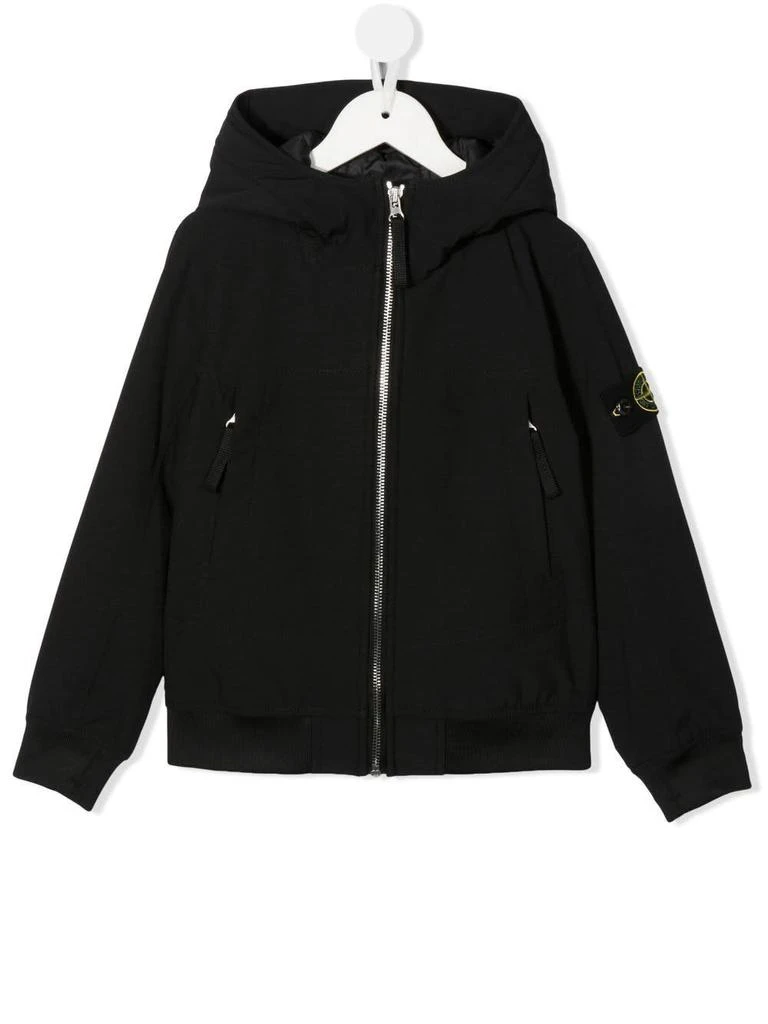 商品Stone Island Junior|Stone Island Junior Kids Black Jacket In Soft Shell-r E.dye Technology With Primaloft Insulation Technology,价格¥2608,第1张图片