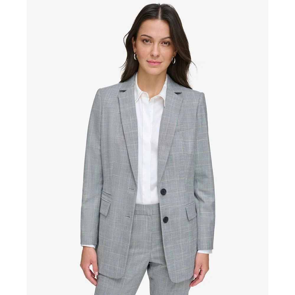 商品DKNY|Women's Plaid Notched-Collar Button Blazer,价格¥357,第1张图片