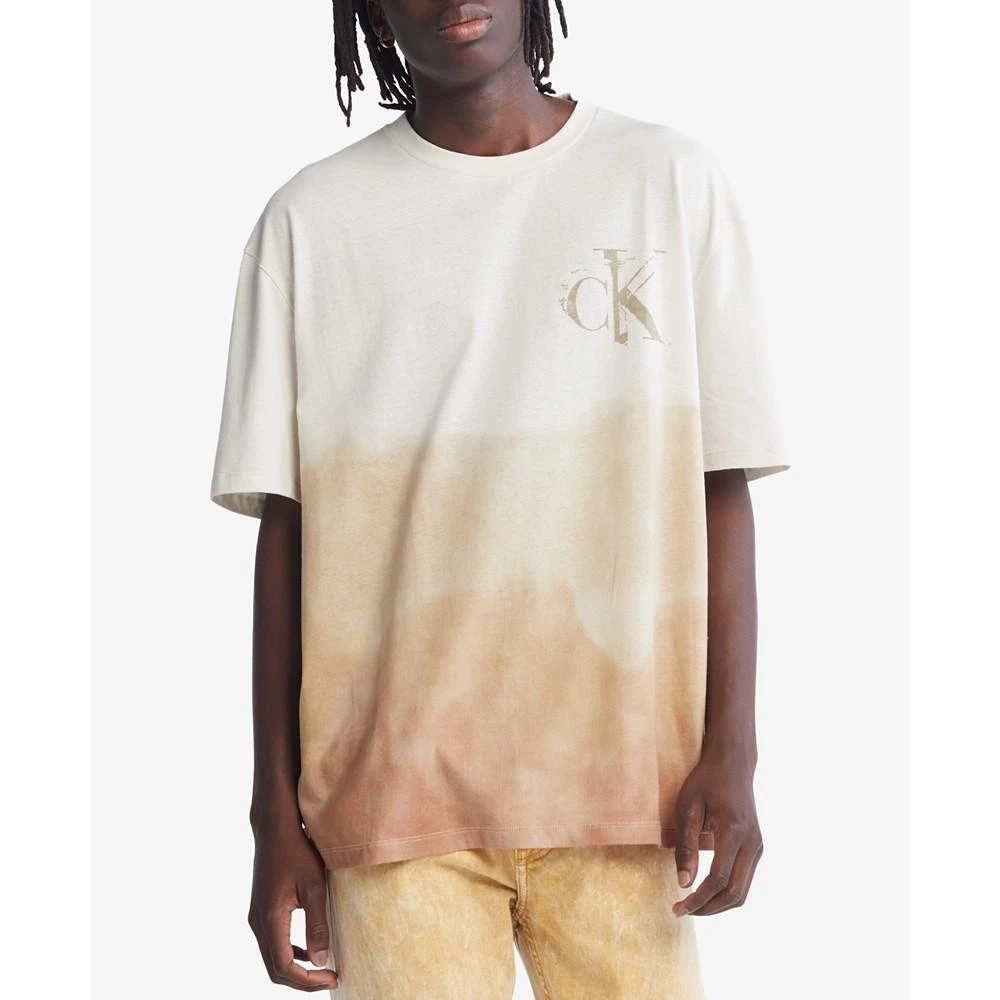 商品Calvin Klein|Men's Relaxed-Fit Dip-Dyed Logo T-Shirt,价格¥111,第1张图片