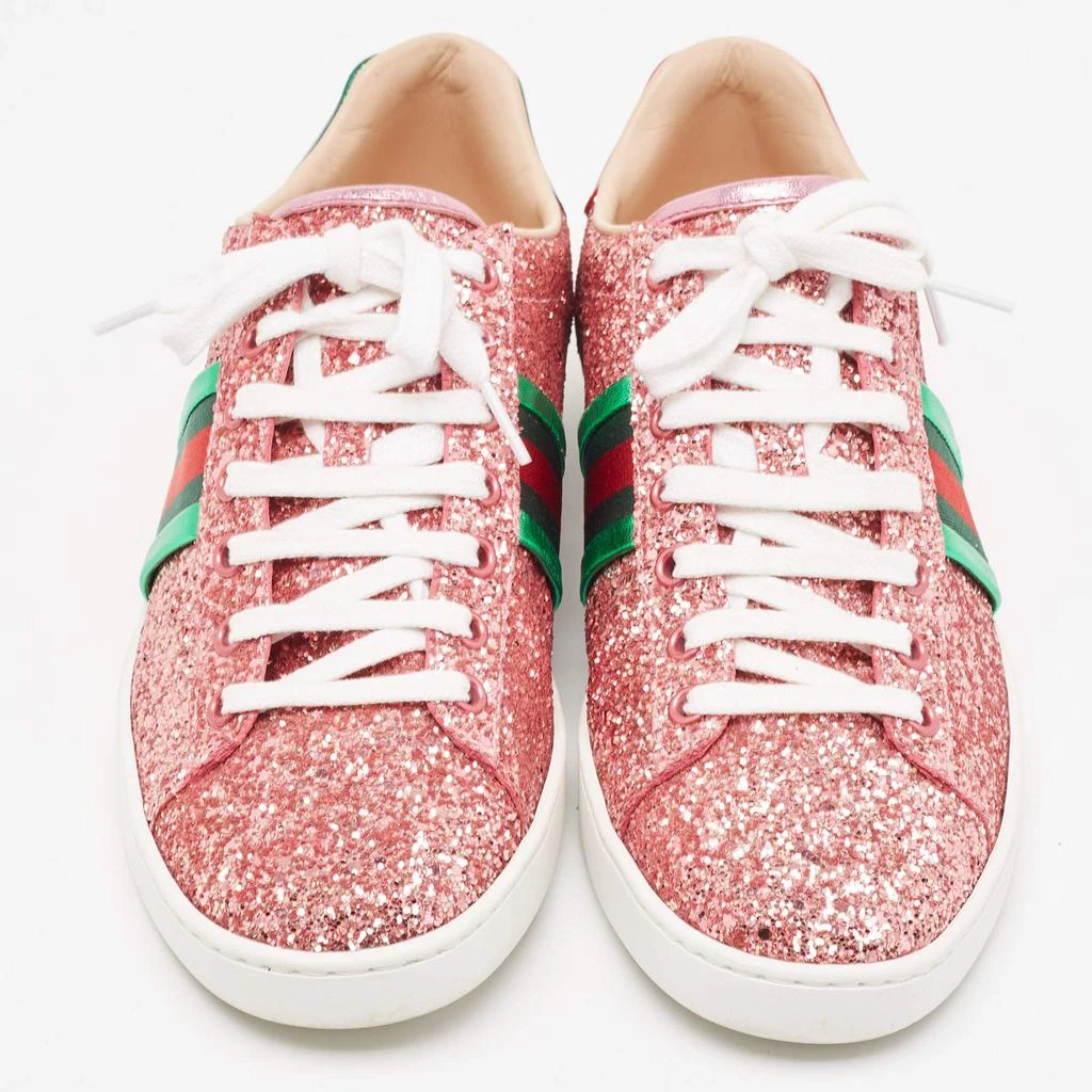 商品[二手商品] Gucci|Gucci Tri Color Glitter  and Leather Ace Low Top Sneakers Size 38.5,价格¥3527,第3张图片详细描述