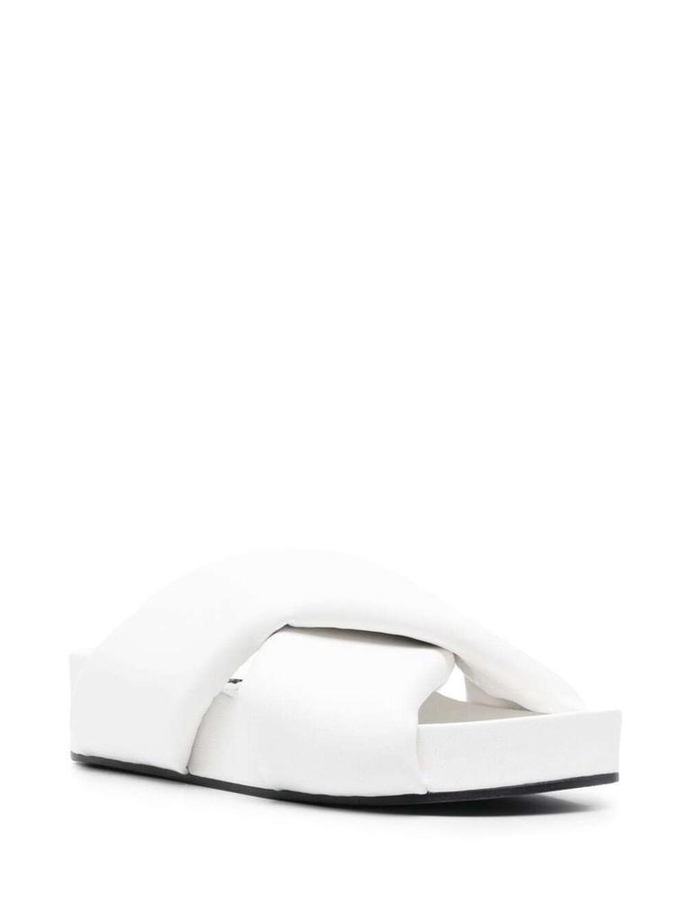 商品Jil Sander|Jil Sander Woman's White Leather Crossed Straps Mules,价格¥2213,第4张图片详细描述