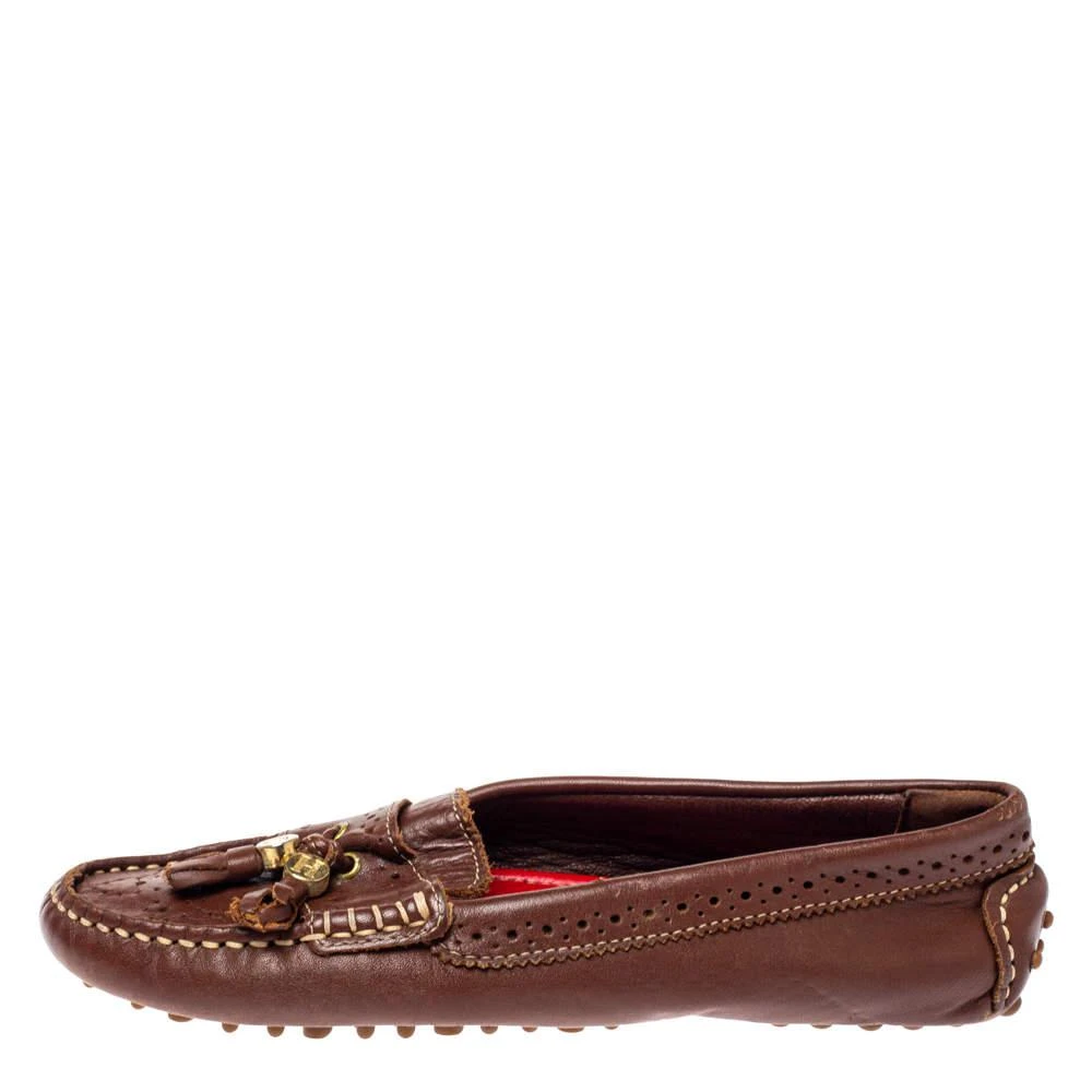 商品[二手商品] Carolina Herrera|CH Carolina Herrera Brown Perforated Leather Fringe Loafer Size 36,价格¥807,第2张图片详细描述