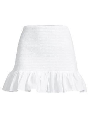 商品French Connection|Rhodes Smocked Ruffle Mini Skirt,价格¥184-¥257,第5张图片详细描述