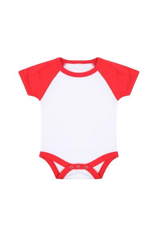 商品Larkwood|Larkwood Baby Boys/Girls Essential Short Sleeve Baseball Bodysuit (White/Red) White/Red,价格¥104,第1张图片