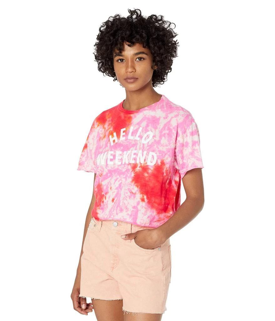 商品The Original Retro Brand|Hello Weekend Tie-Dye Raw Edge Slightly Crop Tee,价格¥147,第1张图片