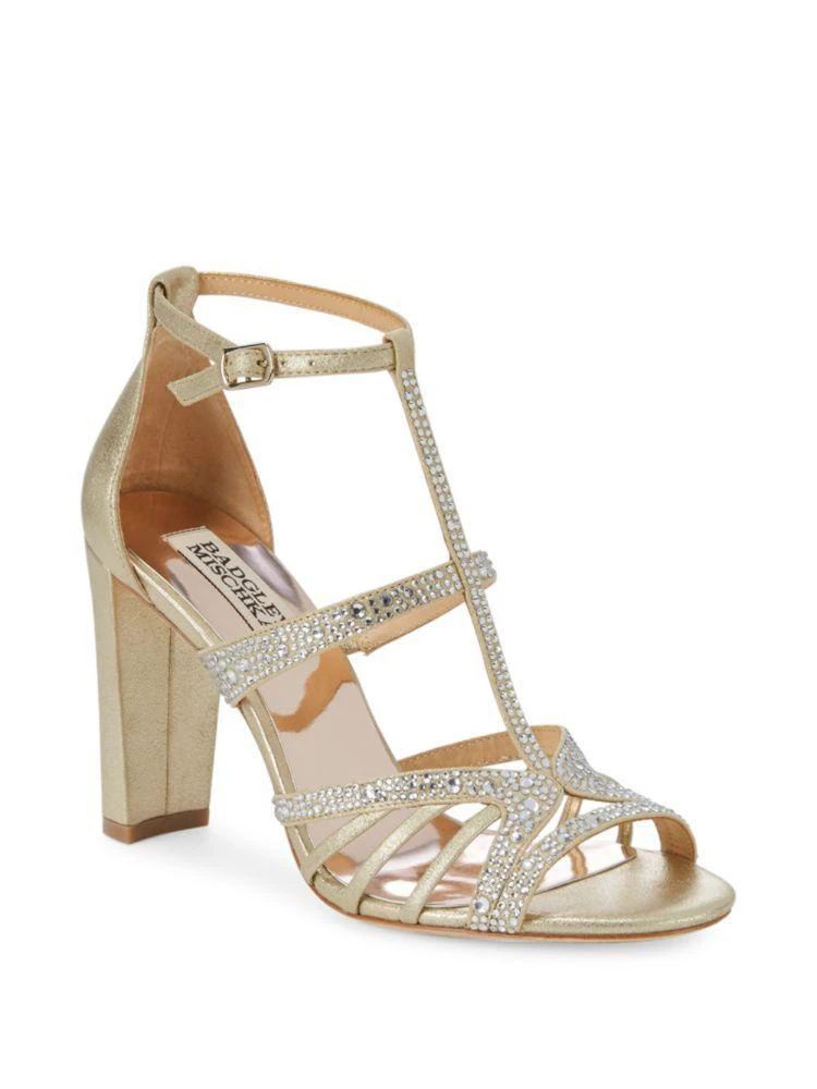 Hewitt Embellished Leather T-Strap Sandals 商品