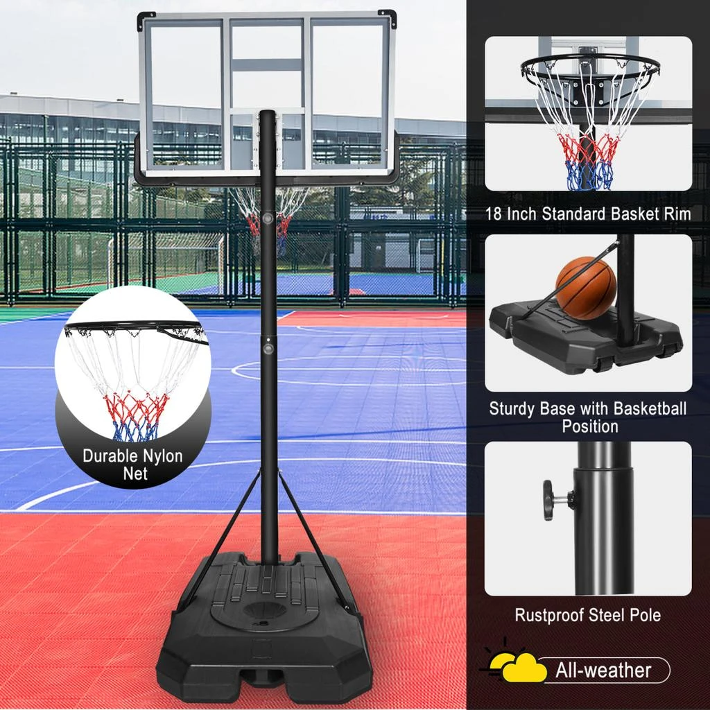 商品Simplie Fun|Portable Basketball Hoop Backboard System Stand Height Adjustable 6.6ft,价格¥2330,第3张图片详细描述