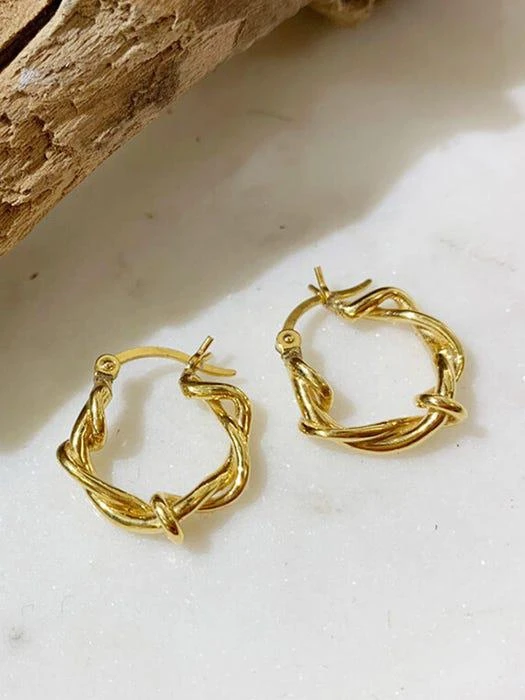 商品REALEESM|Silver Twist Hoop Earring_Gold,价格¥713,第3张图片详细描述