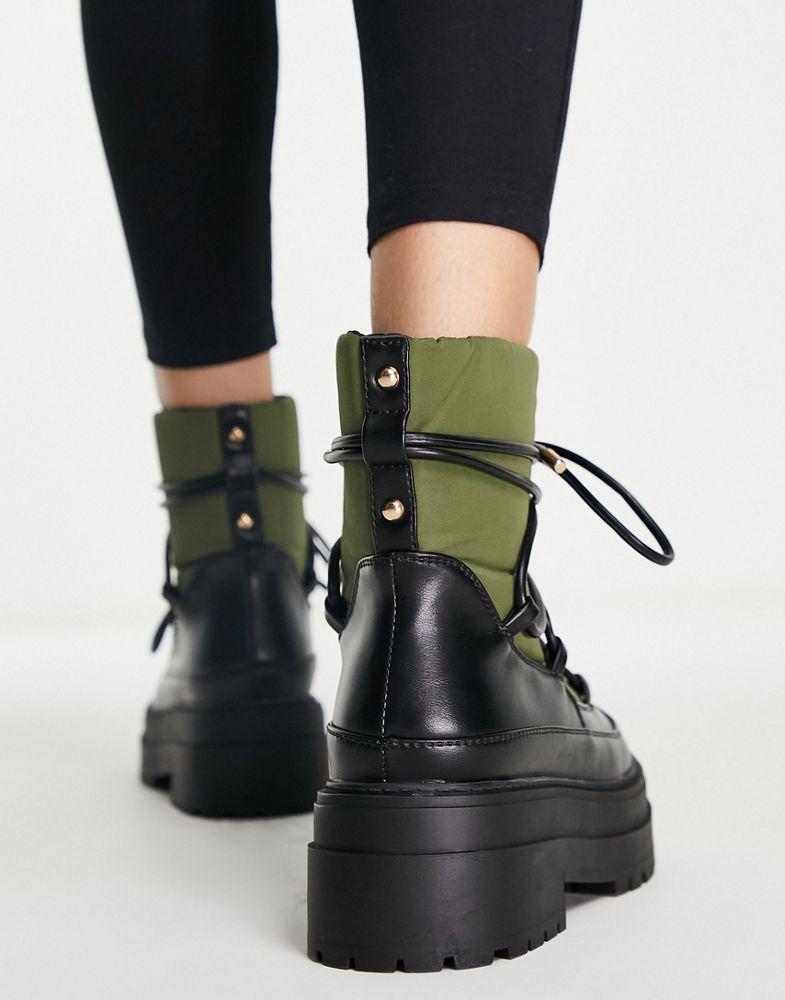 ASOS DESIGN Albie chunky cold weather boots in khaki商品第4张图片规格展示
