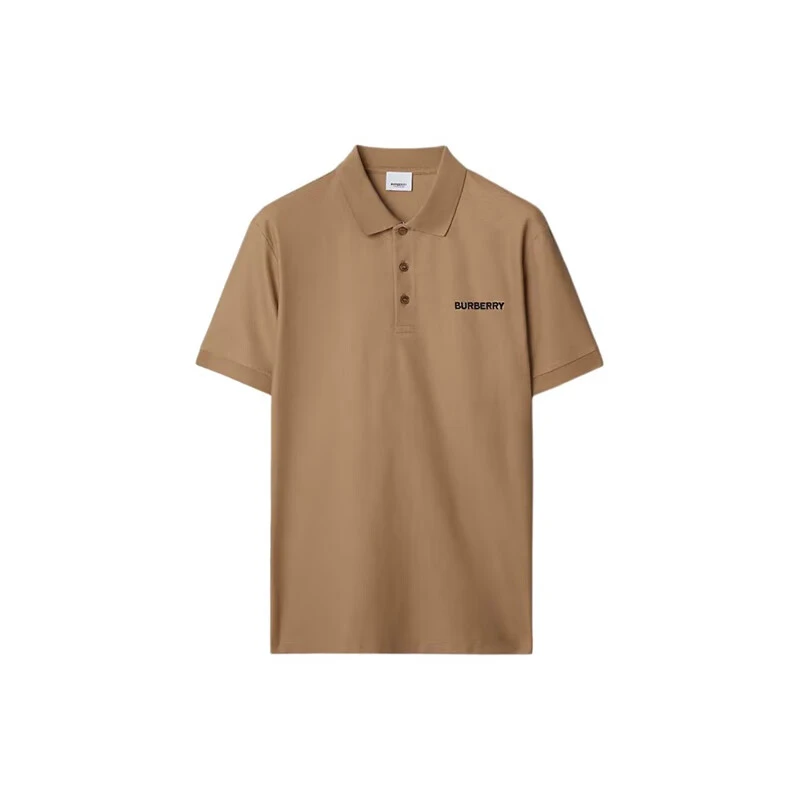 商品Burberry|【现货】博柏利 男士驼色棉质Logo字母刺绣短袖Polo衫 80844381,价格¥1764,第1张图片