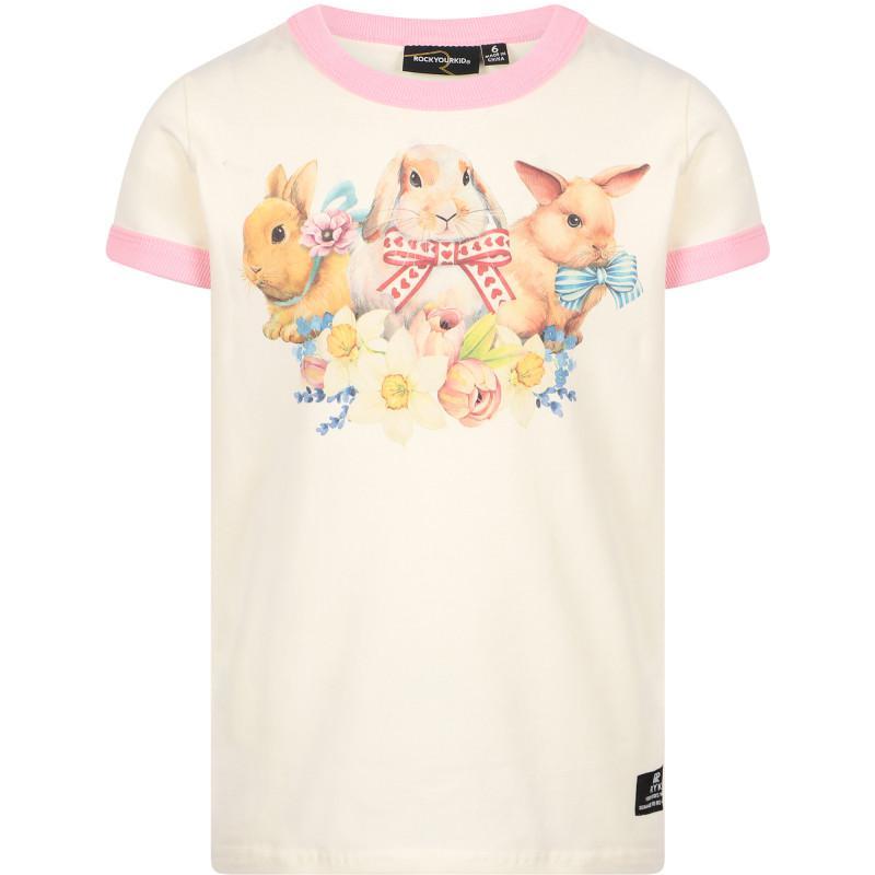 商品Rock Your Baby|Bunnies and flowers t shirt in white,价格¥385-¥422,第1张图片