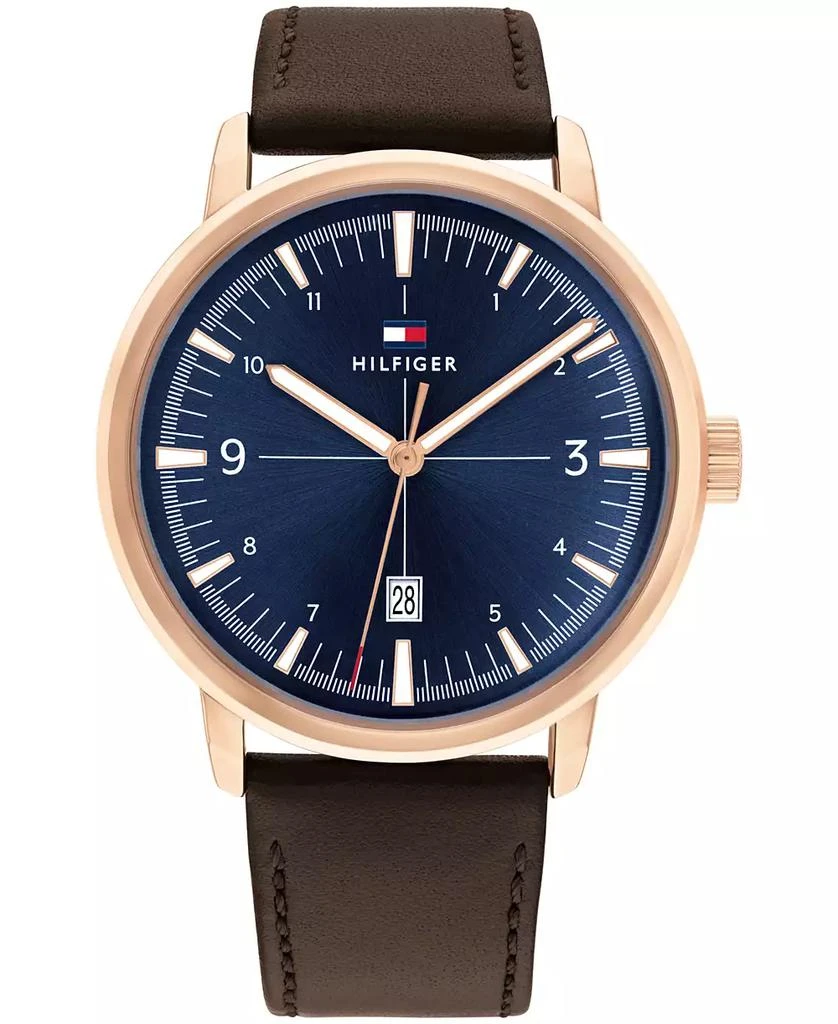 商品Tommy Hilfiger|Men's Brown Leather Strap Watch 44mm,价格¥546,第1张图片