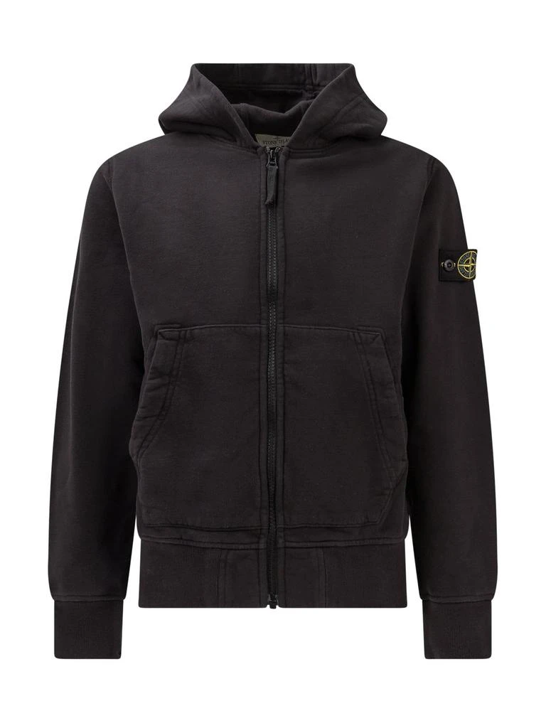 商品Stone Island Junior|Stone Island Junior Logo Patch Zipped Hoodie,价格¥1396,第1张图片