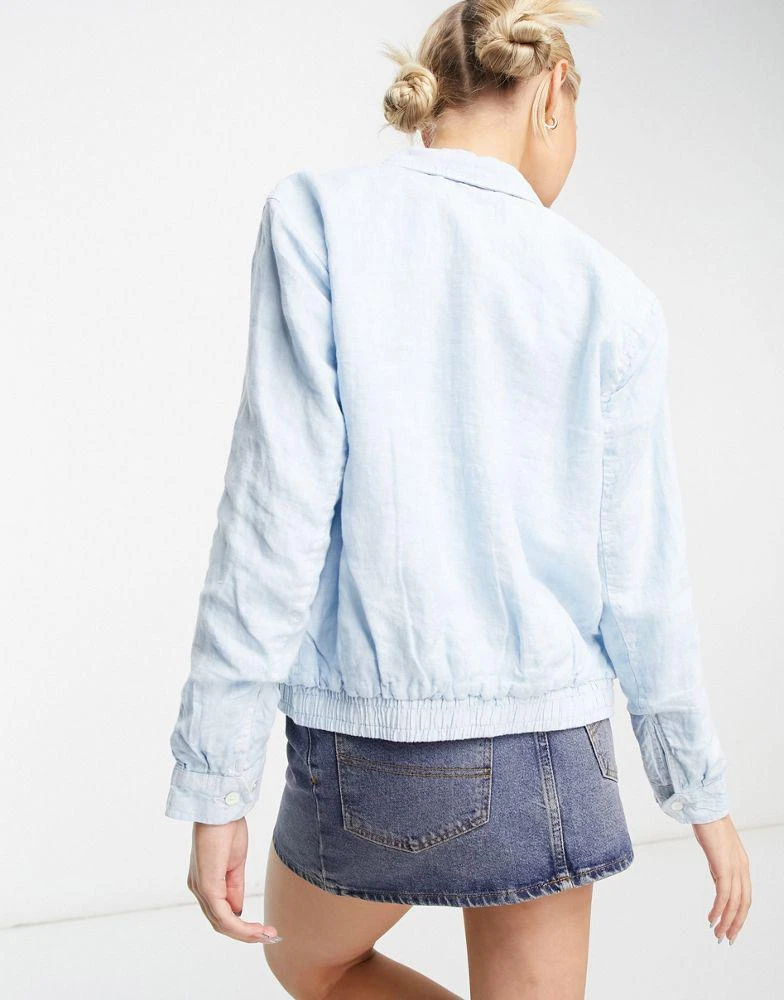 商品Ralph Lauren|Polo Ralph Lauren icon logo linen chambray windbreaker in light blue,价格¥2143,第2张图片详细描述