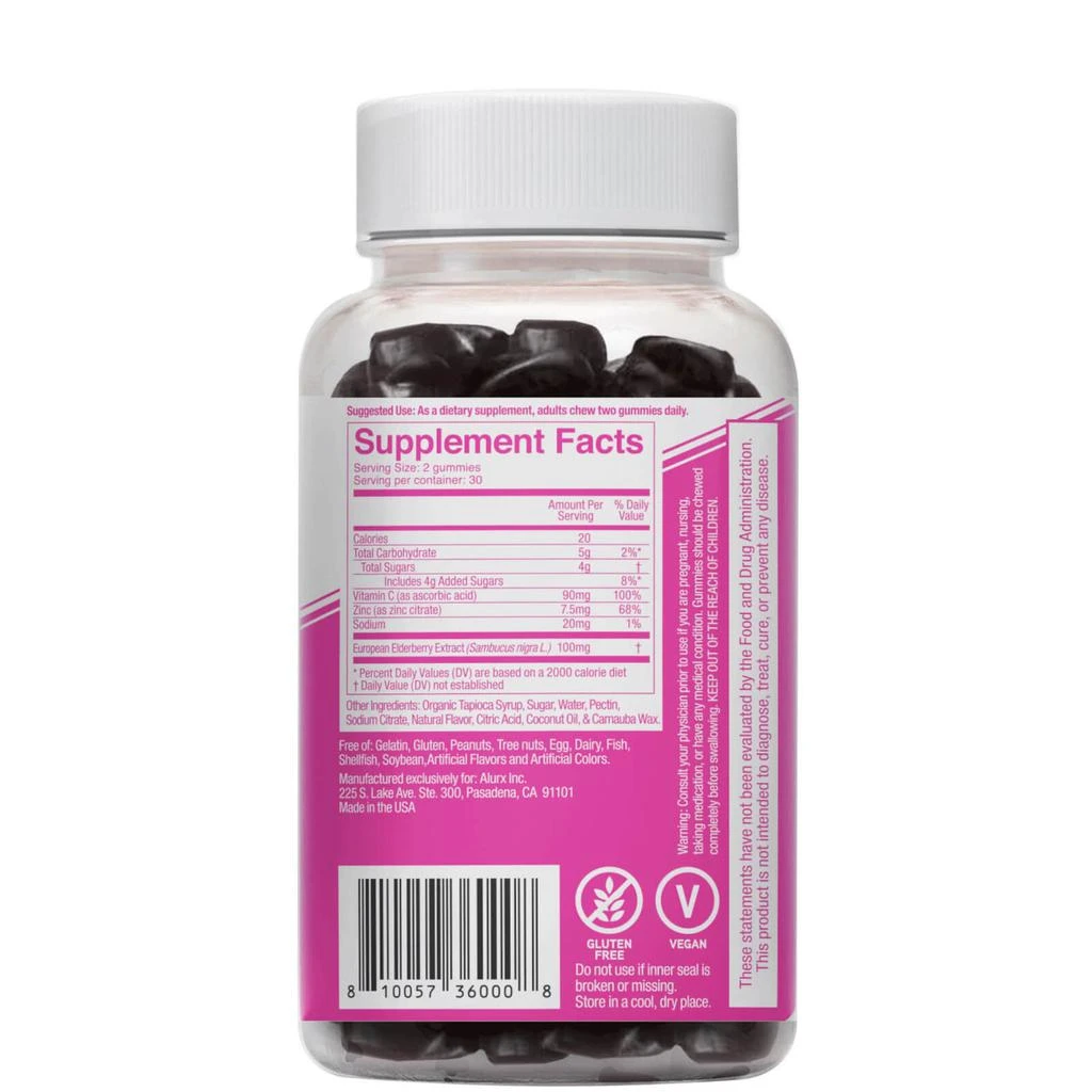 商品Alurx|Alurx Elderberry Gummy with Zinc - Berry,价格¥83,第2张图片详细描述