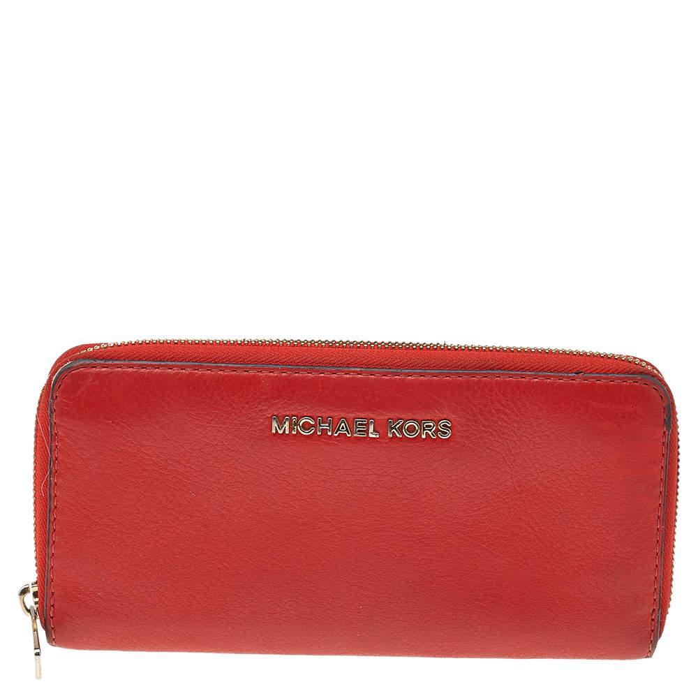 商品[二手商品] Michael Kors|Michael Kors Orange Leather Bedford Zip Around Wallet,价格¥743,第1张图片