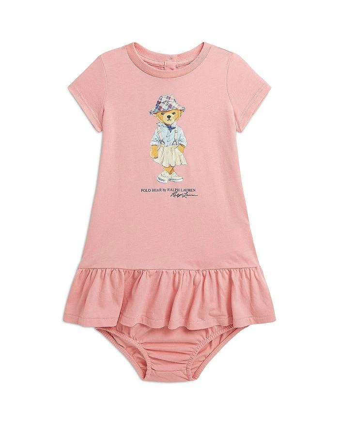 商品Ralph Lauren|Polo Girls' Cotton Jersey Polo Bear Tee Dress & Bloomer Set - Baby,价格¥158,第1张图片