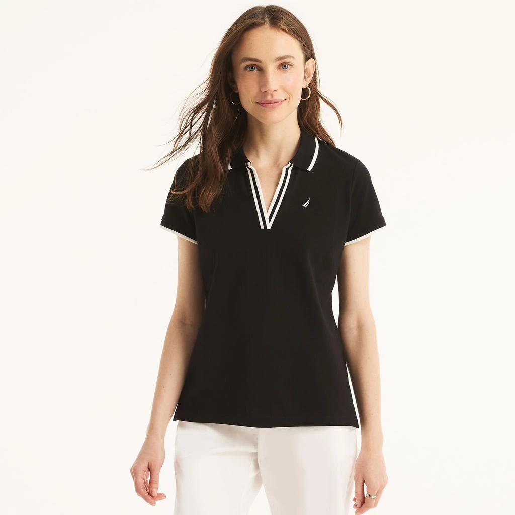 Womens Sustainably Crafted Ocean Split-Neck Polo 商品