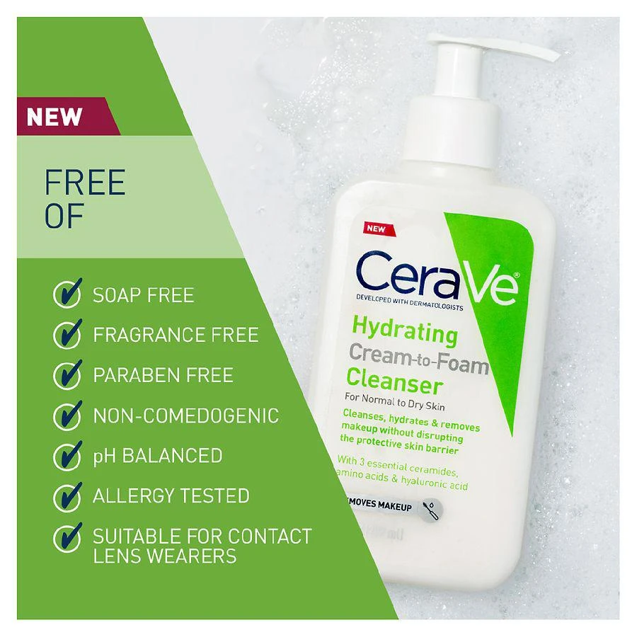 商品CeraVe|Hydrating Cream-to-Foam Face Cleanser,价格¥45,第5张图片详细描述