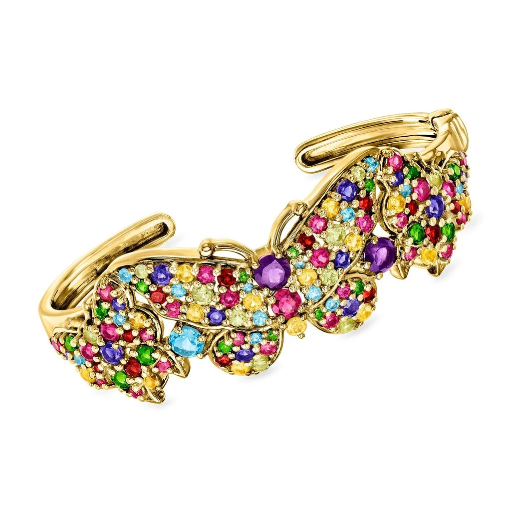 商品Ross-Simons|Multi-Gemstone Butterfly Cuff Bracelet in 18kt Gold Over Sterling,价格¥3045,第1张图片